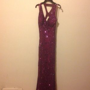 Sequined Plum Prom Dress